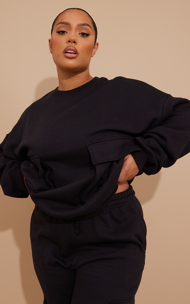 Plus Black Cargo Sweatshirt image 4