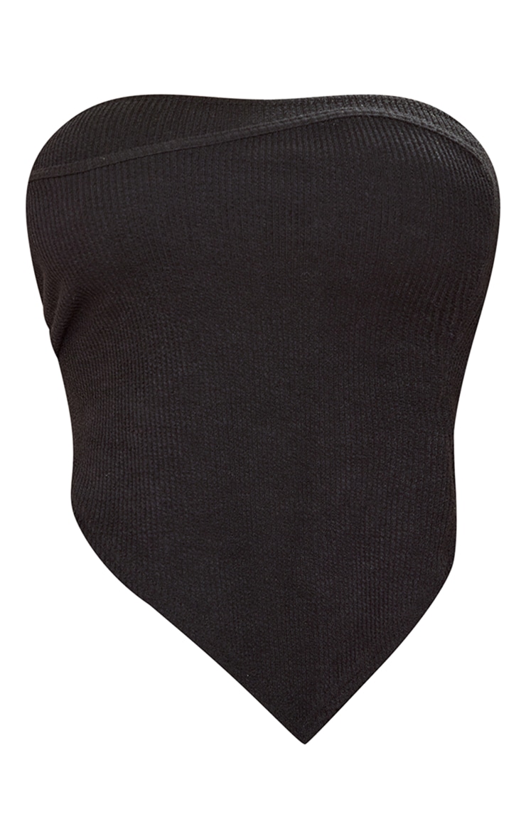 Shape Black Crinkle Rib Bandeau Seam Bust Top image 5