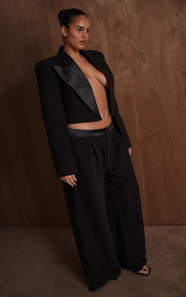 PLT Label Plus Black Satin Waistband Wide Leg Pants image 3