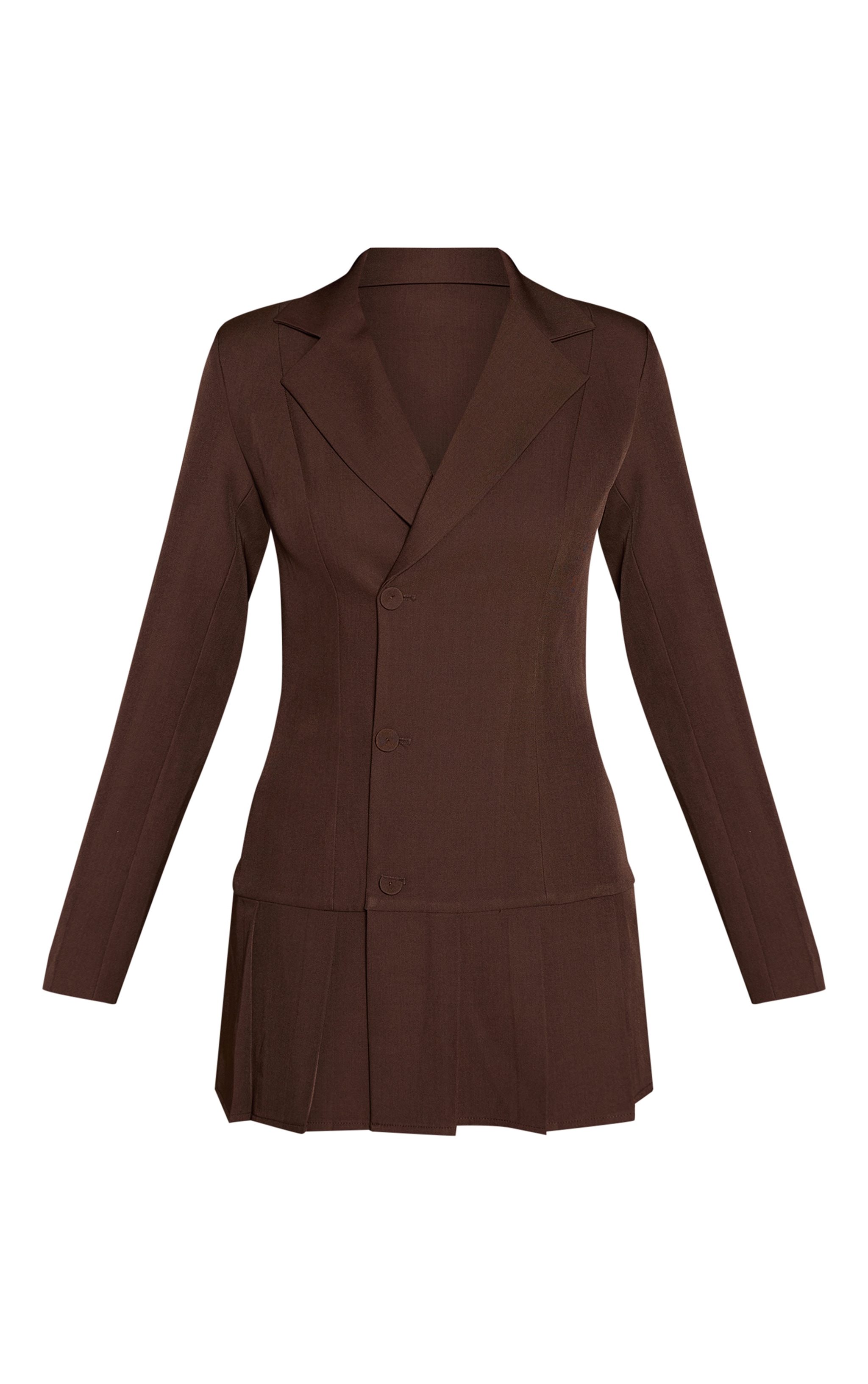 Chocolate Woven Pleated Hem Blazer Dress image 5