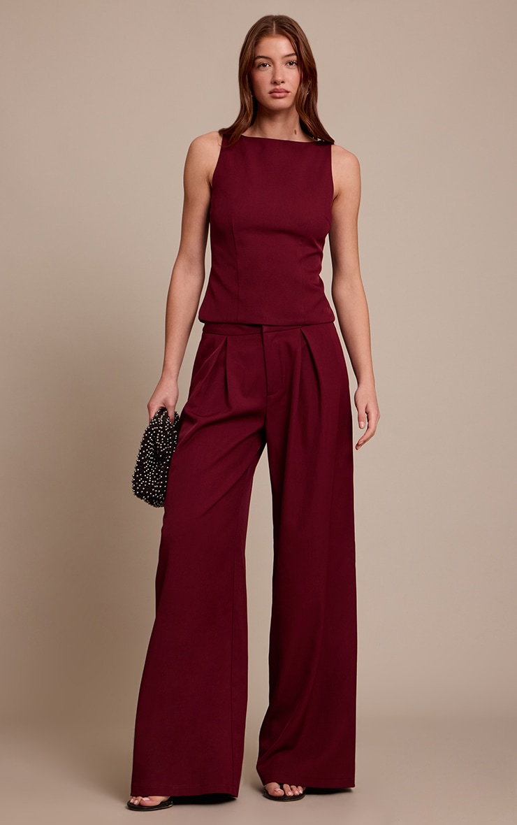 Wine Racer Neck Detail Top image 3