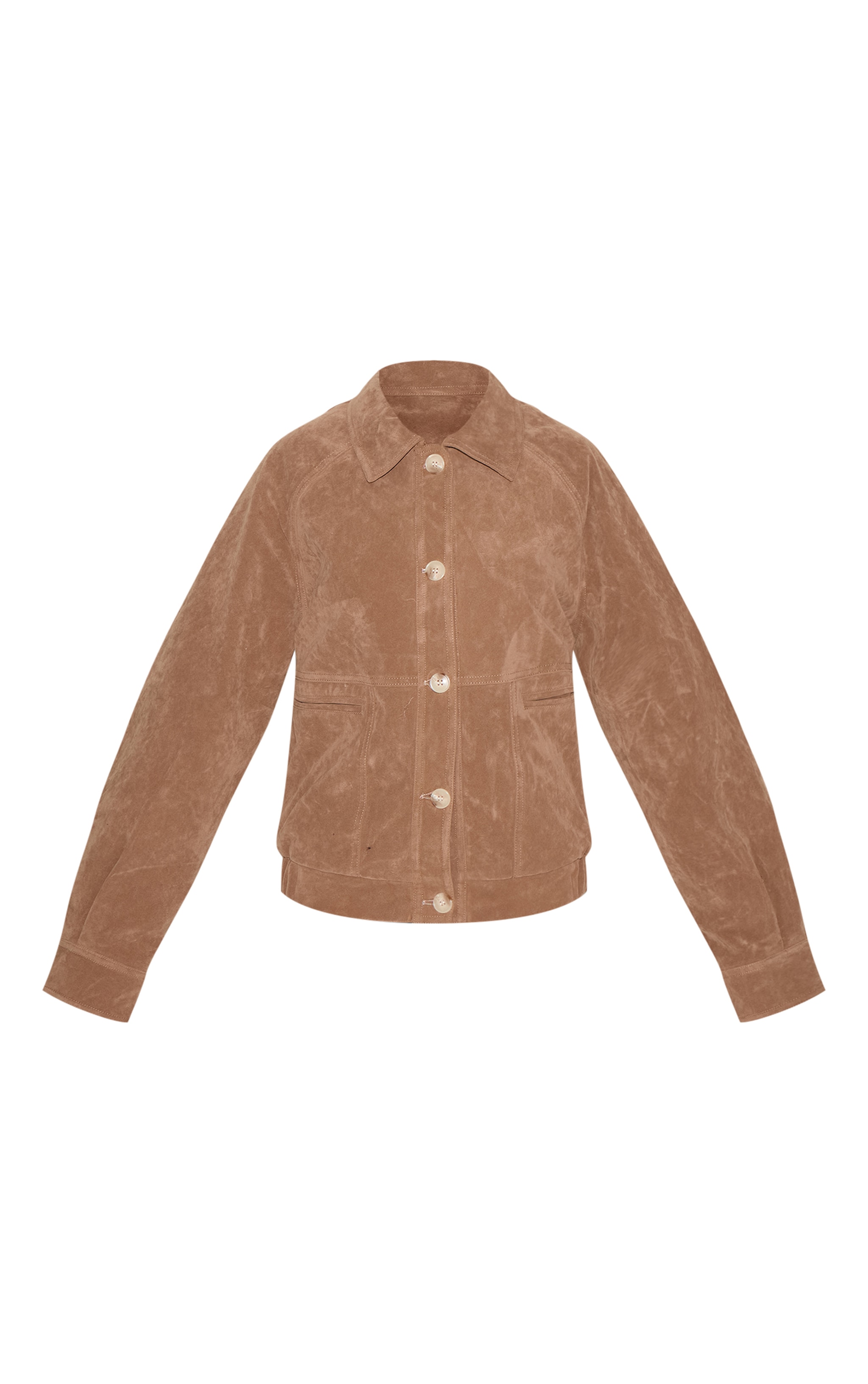 Beige Oversized Faux Suede Jacket image 5