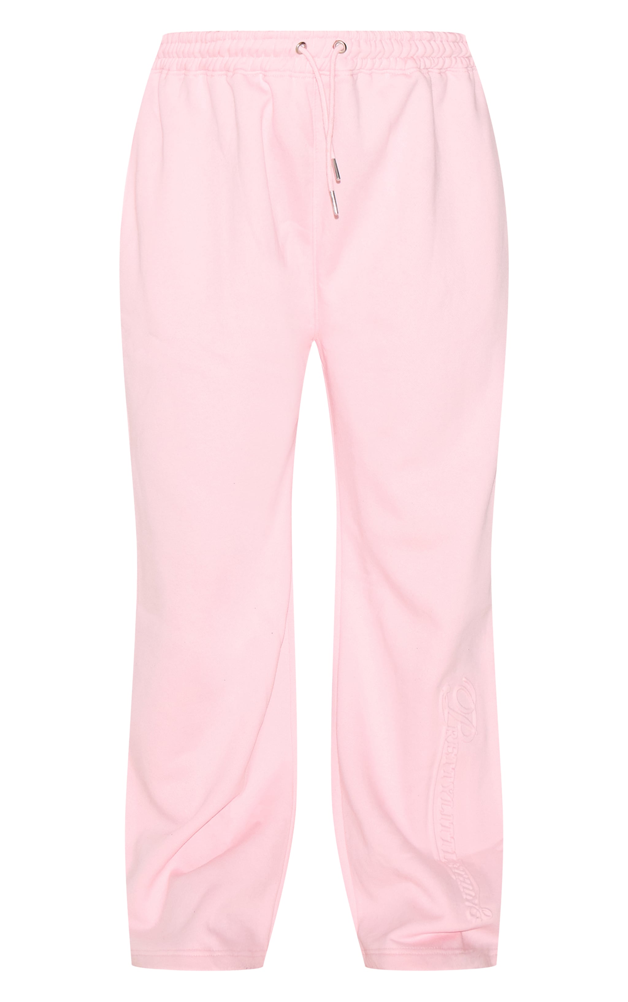 PRETTYLITTLETHING Plus Baby Pink Embossed Graphic Straight Leg Sweatpants image 5