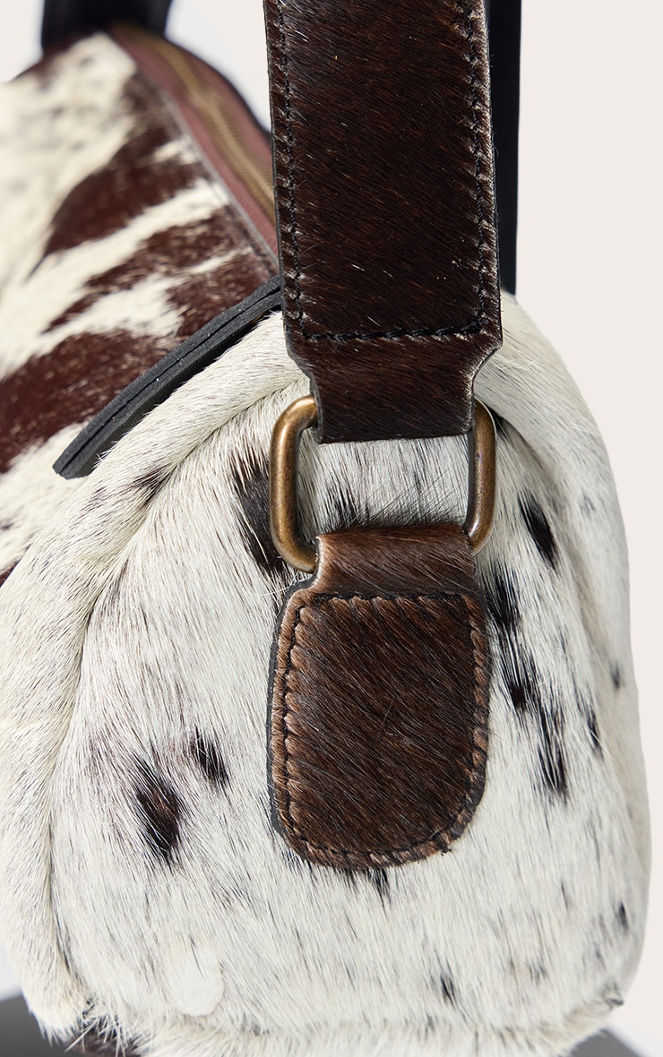 Sac à main en cuir véritable effet vache image 5