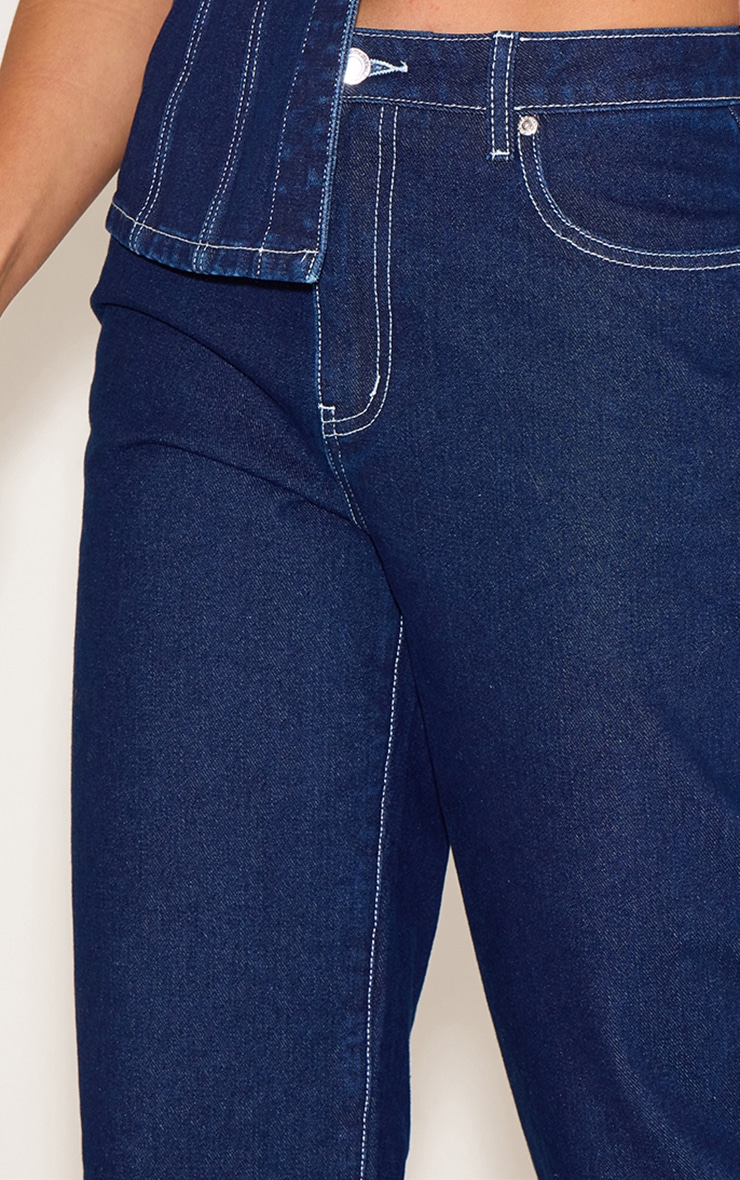 Tall Jean large indigo à taille mi-haute image 4