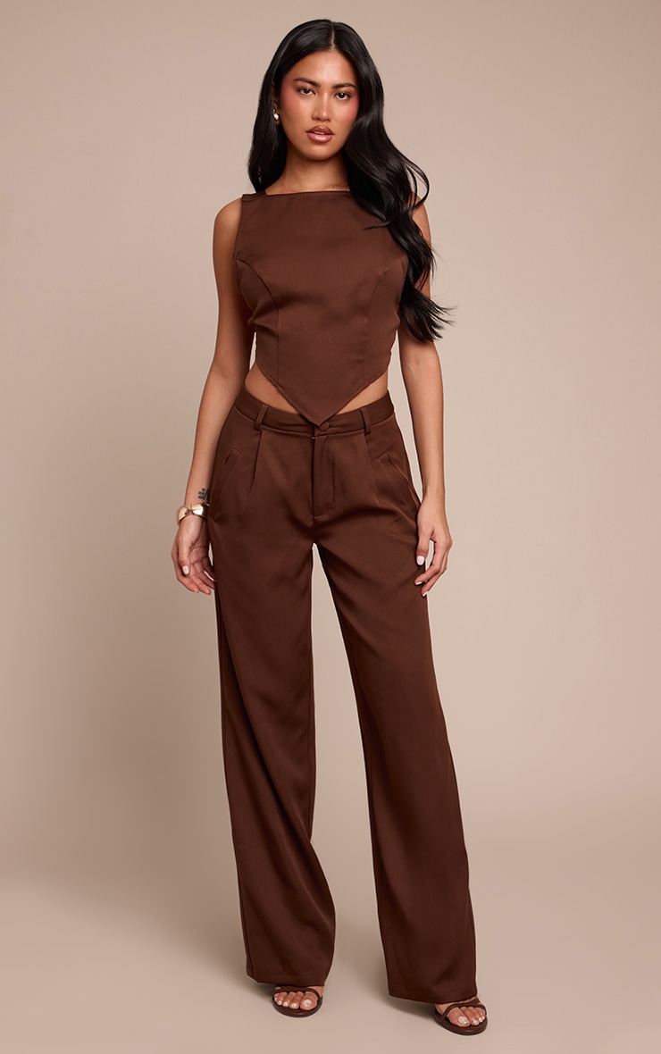 Chocolate Woven Open Back Top image 3