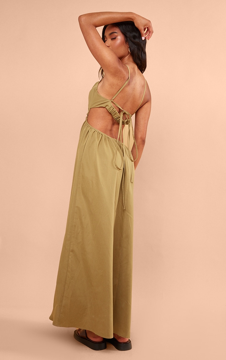 Olive Cut Out Back Maxi Dress image 2