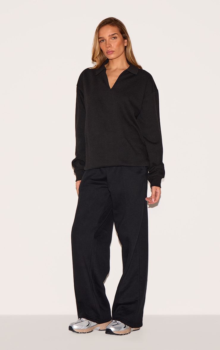 Black Premium Collared Oversized Sweatshirt image 3