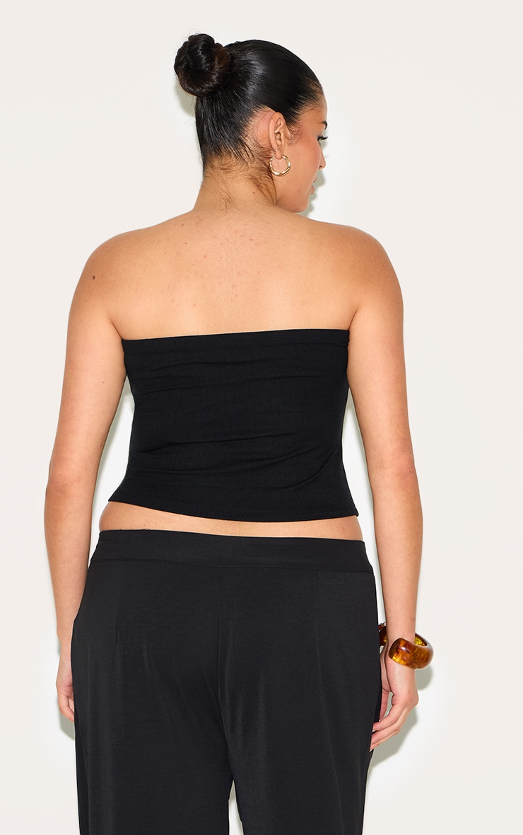 Plus Black Soft Rib Bandeau Top image 2