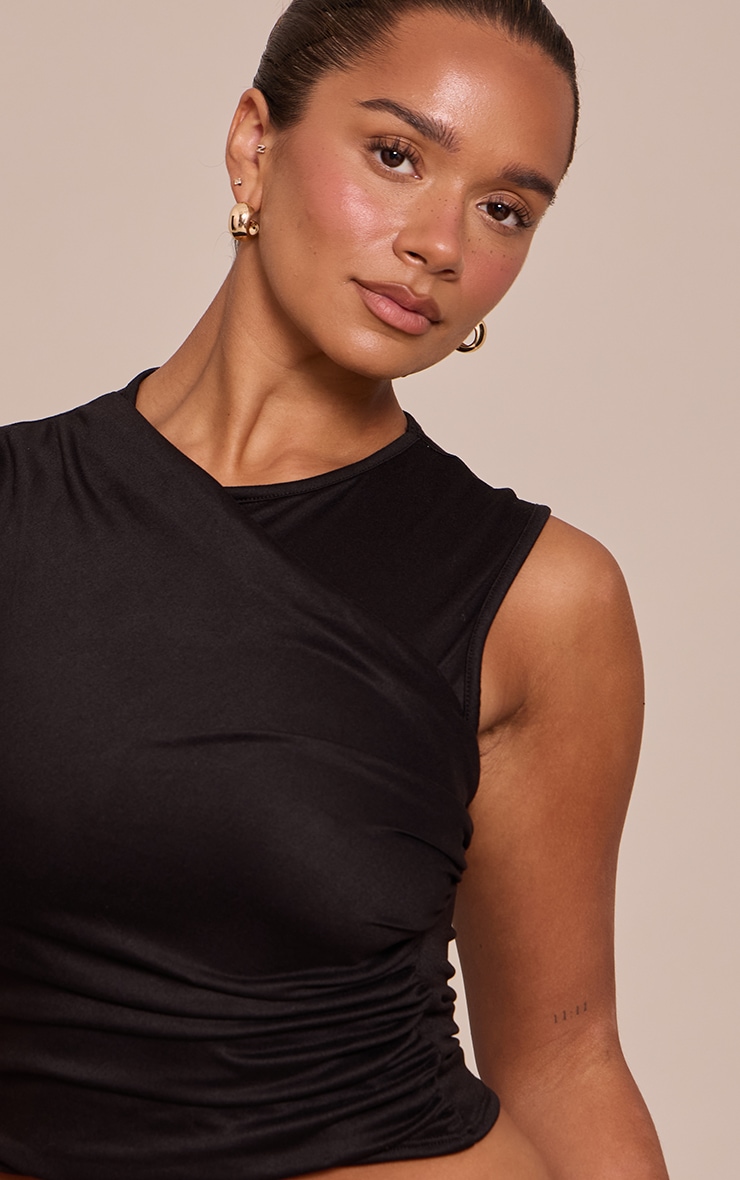 Shape Black Wrap Across Sleeveless Top image 4
