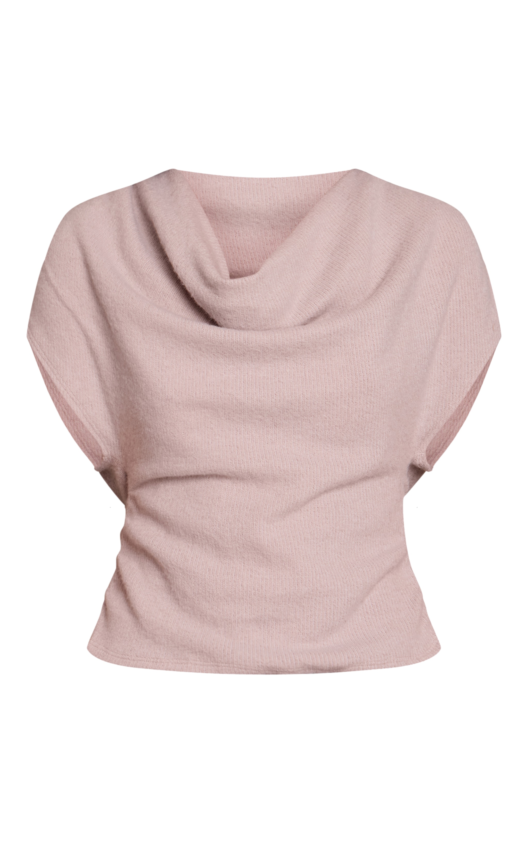 Light Mushroom Wool Look Slouchy Tie Back Top image 5
