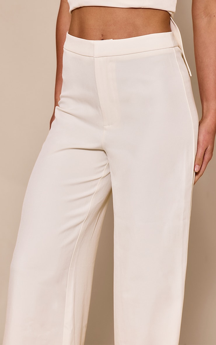 Tall Almond Mid Rise Tailored Wide Leg Pants image 4