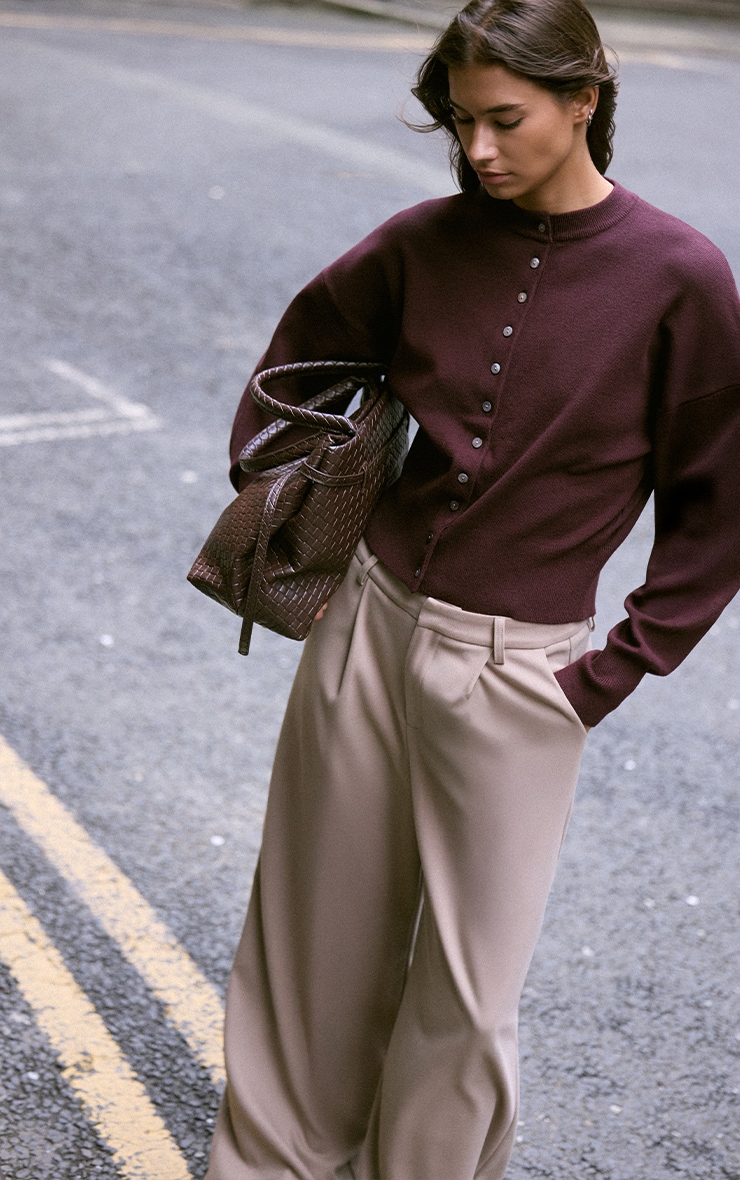 Pantalon droit brossé coupe tailleur couleur champignon image 4