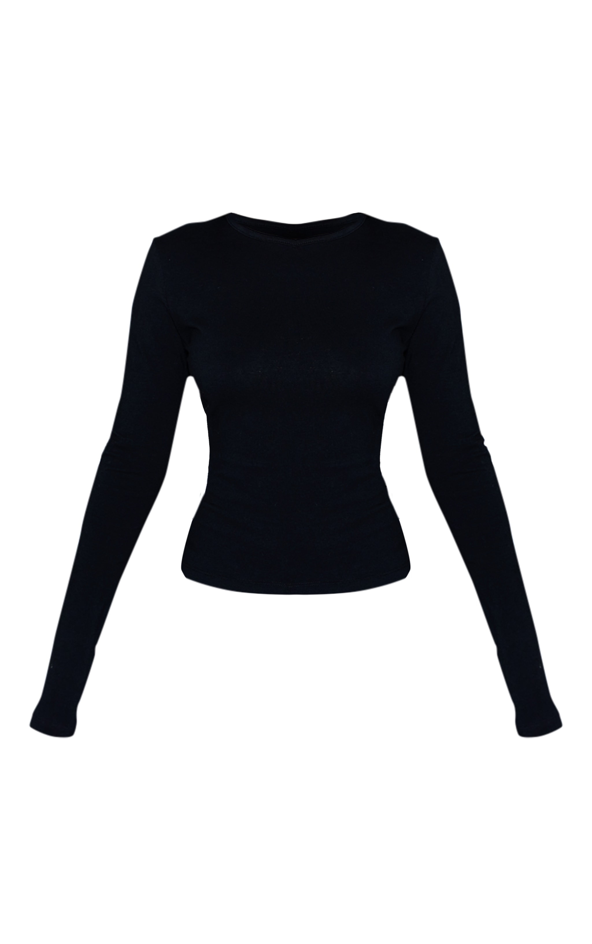 Petite Black Crew Neck Cotton Long Sleeve Top image 5