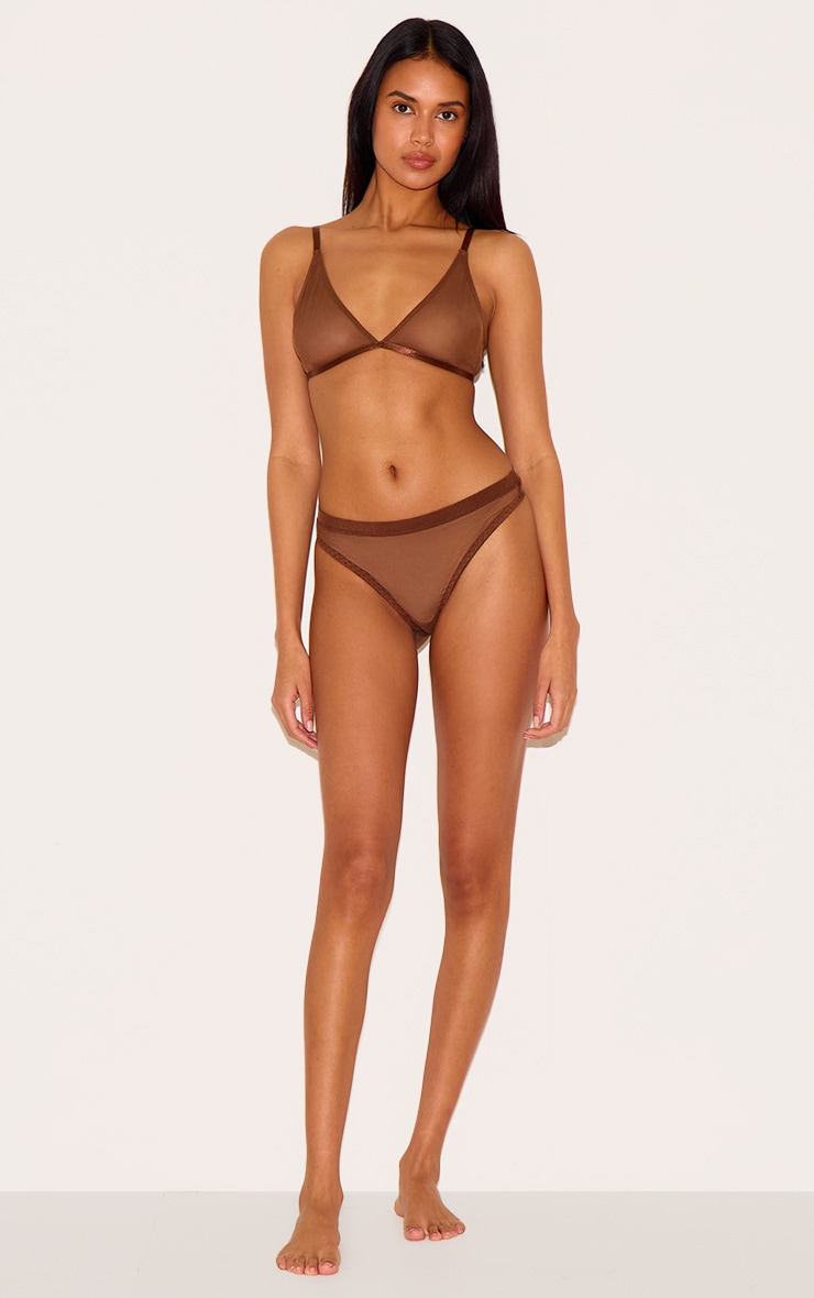 Soutien-gorge triangle en mesh chocolat image 3