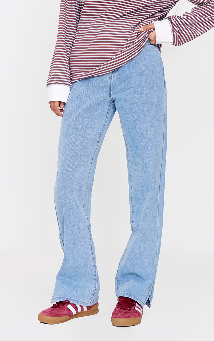 Light Blue Wash L30 Split Hem Style Jeans image 2