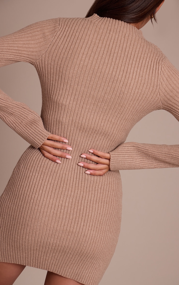 Taupe Rib Knitted Dress image 2