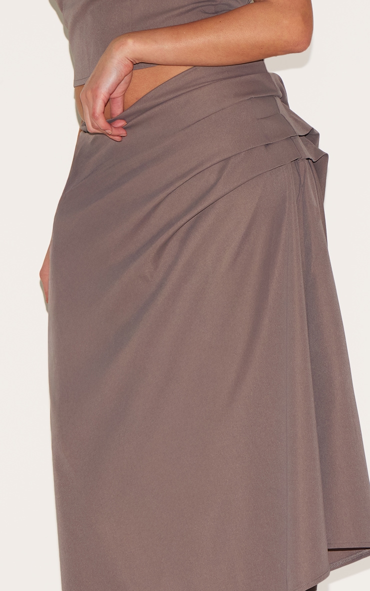 Plus Mushroom Ruched Detail Hanky Hem Midaxi Skirt image 4