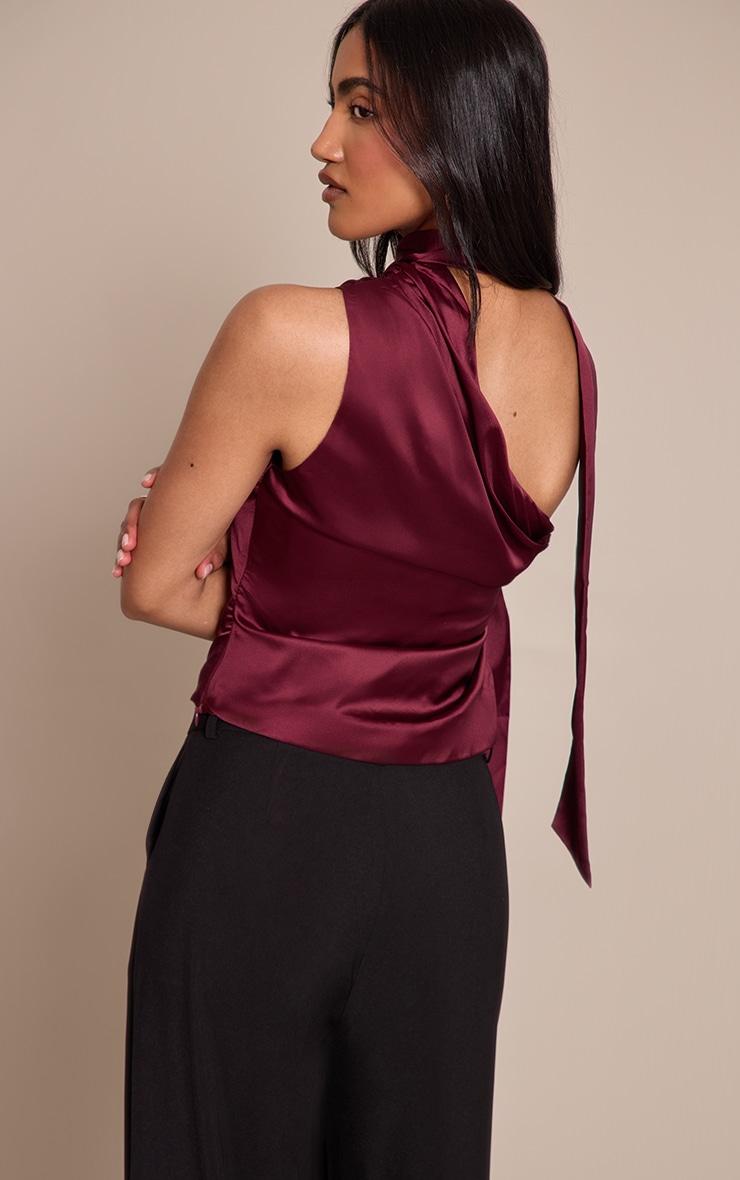 Plum Satin Drape Top image 2