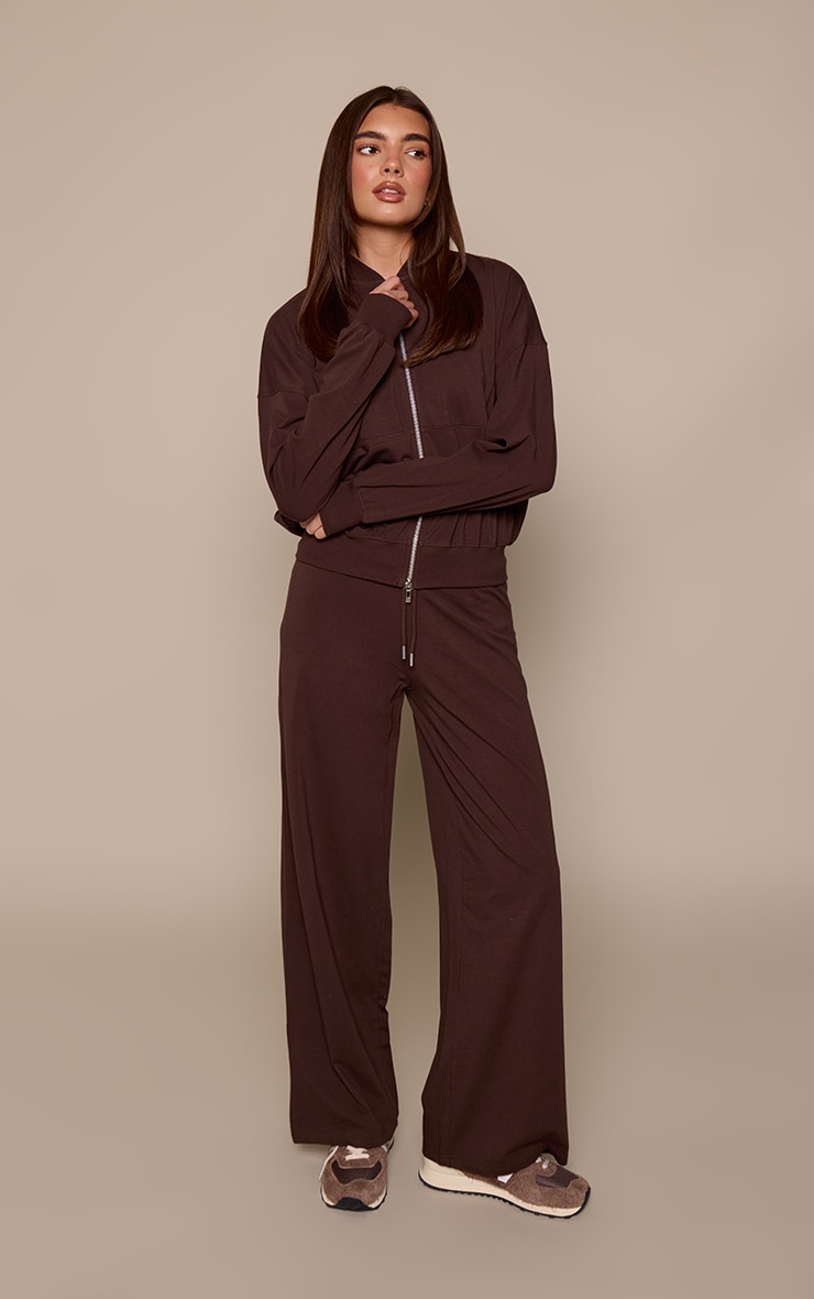 Chocolate Casual Straight Leg Trousers image 3