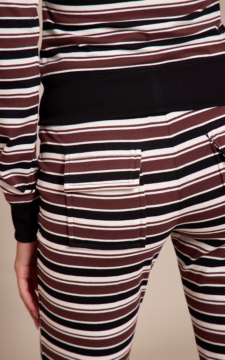 Black Stripe Low Rise Skinny Flare Pants image 4