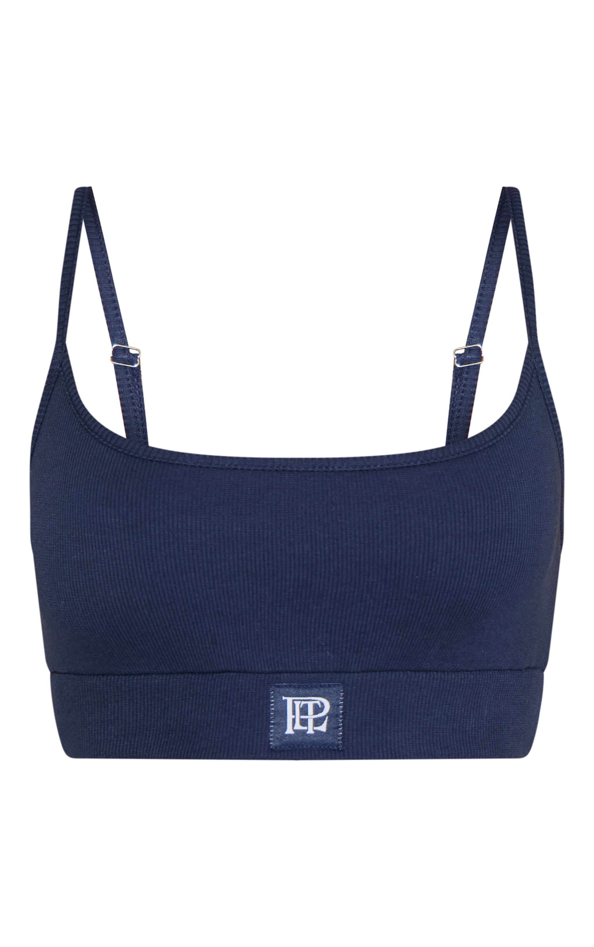 PrettyLittleThing Navy Sleep Rib Tonal Elastic Bralet image 5