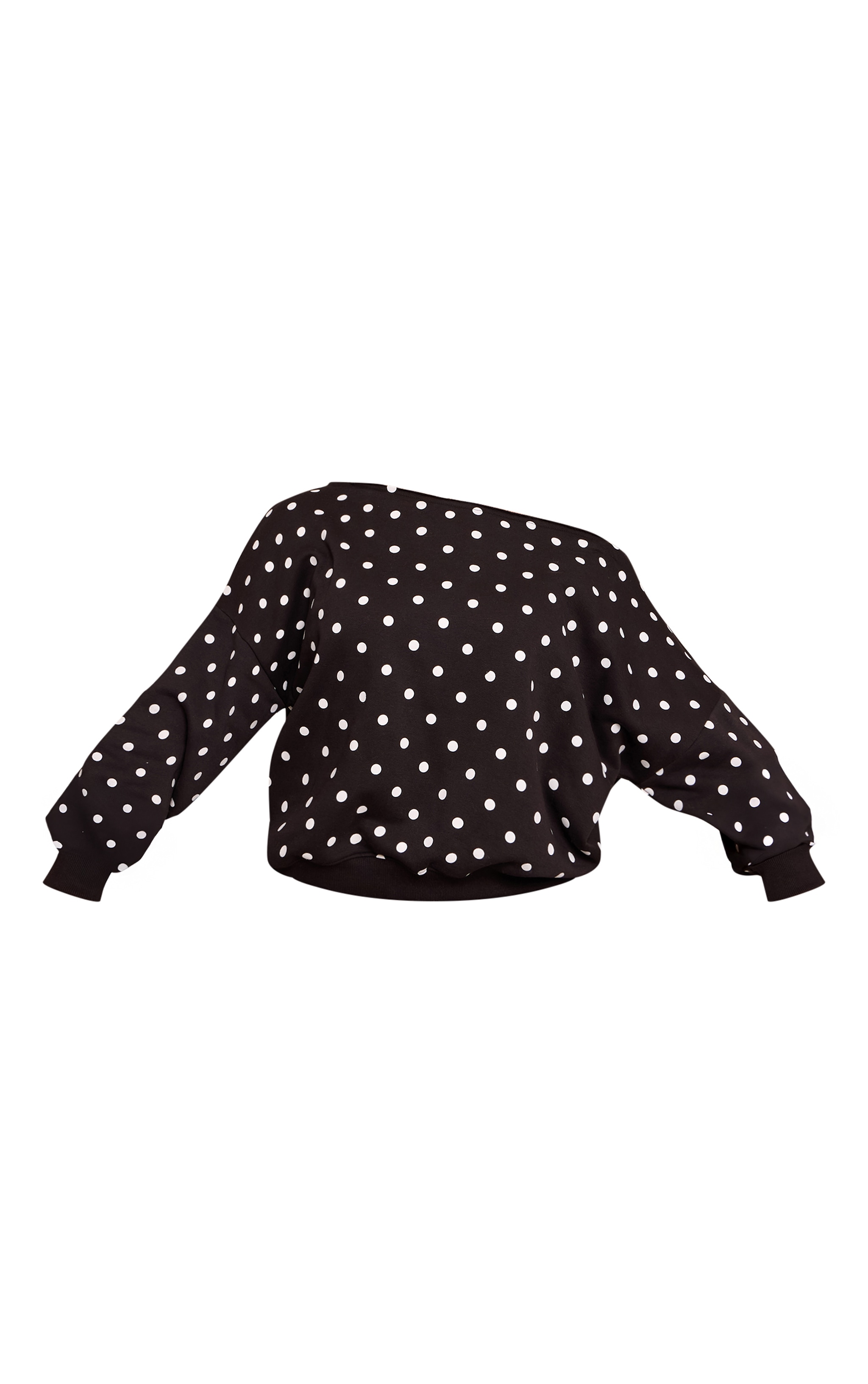 Shape Black Polka Dot Sweat Raw Edge Slouch Sweatshirt image 5
