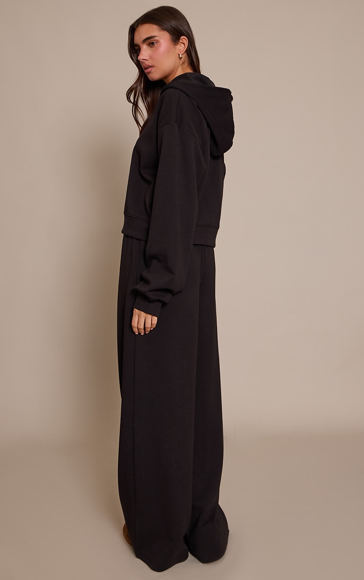 Black Interlock Extreme Wide Leg Joggers image 3