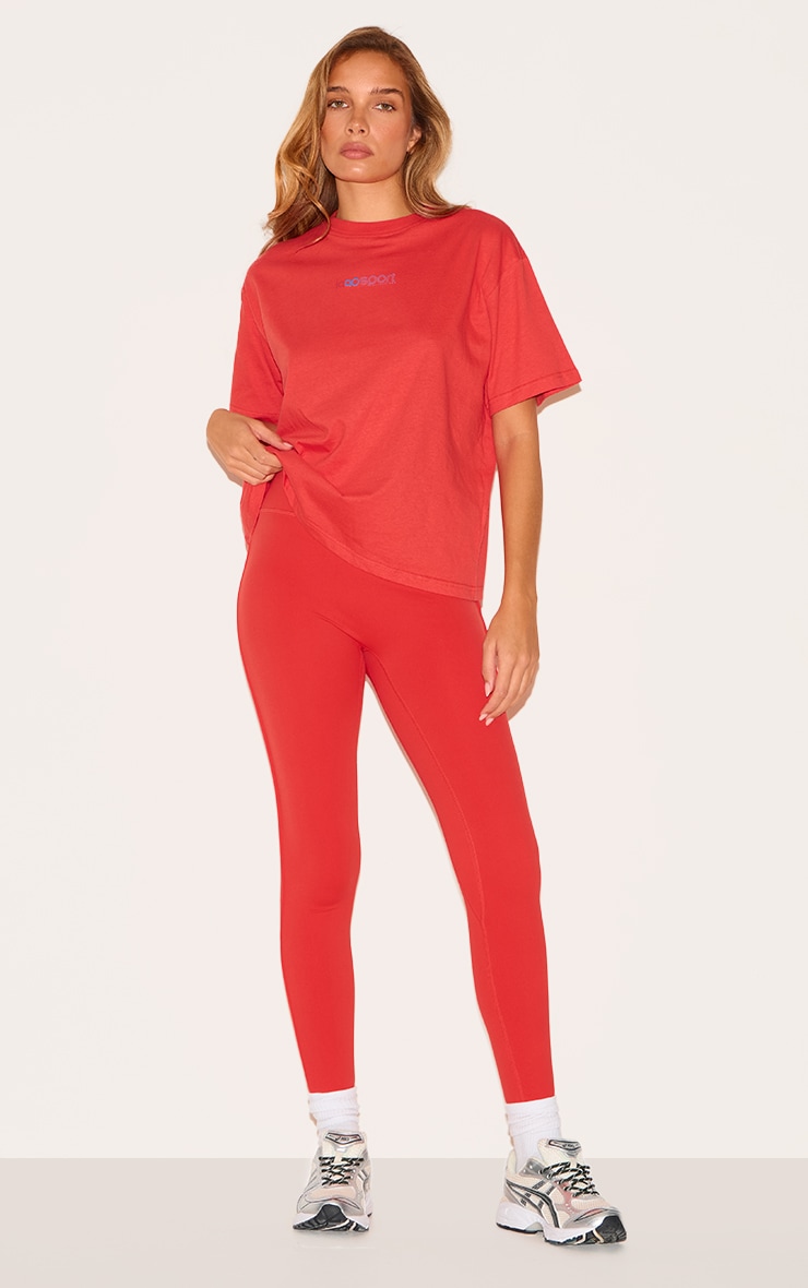 Red Sport Collective Printed Boxy Oversized T Shirt image 3