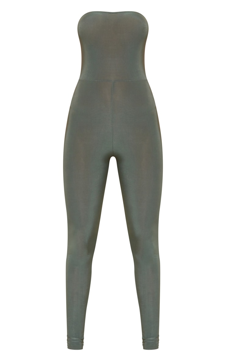 Khaki Slinky Bandeau Jumpsuit image 5