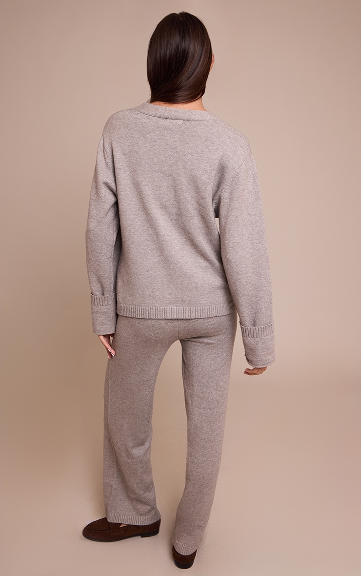 Soft Grey Wide leg Knit Pant image 3