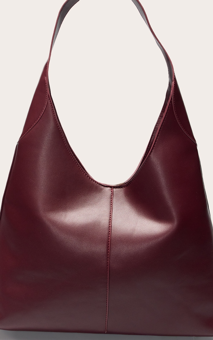 Tote bag structuré en PU bordeaux image 4