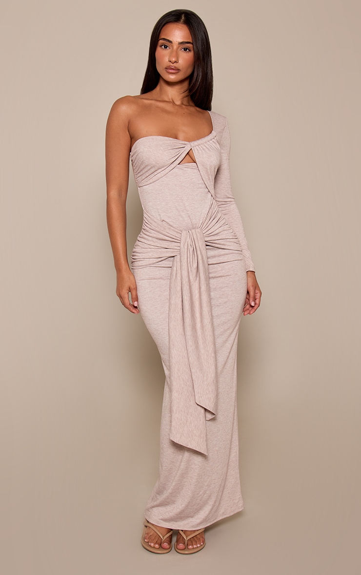 Petite Stone Tie Waist Asymmetric Maxi Dress image 1