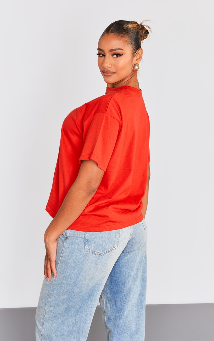 T-shirt oversize à épaules carrées rouge image 2