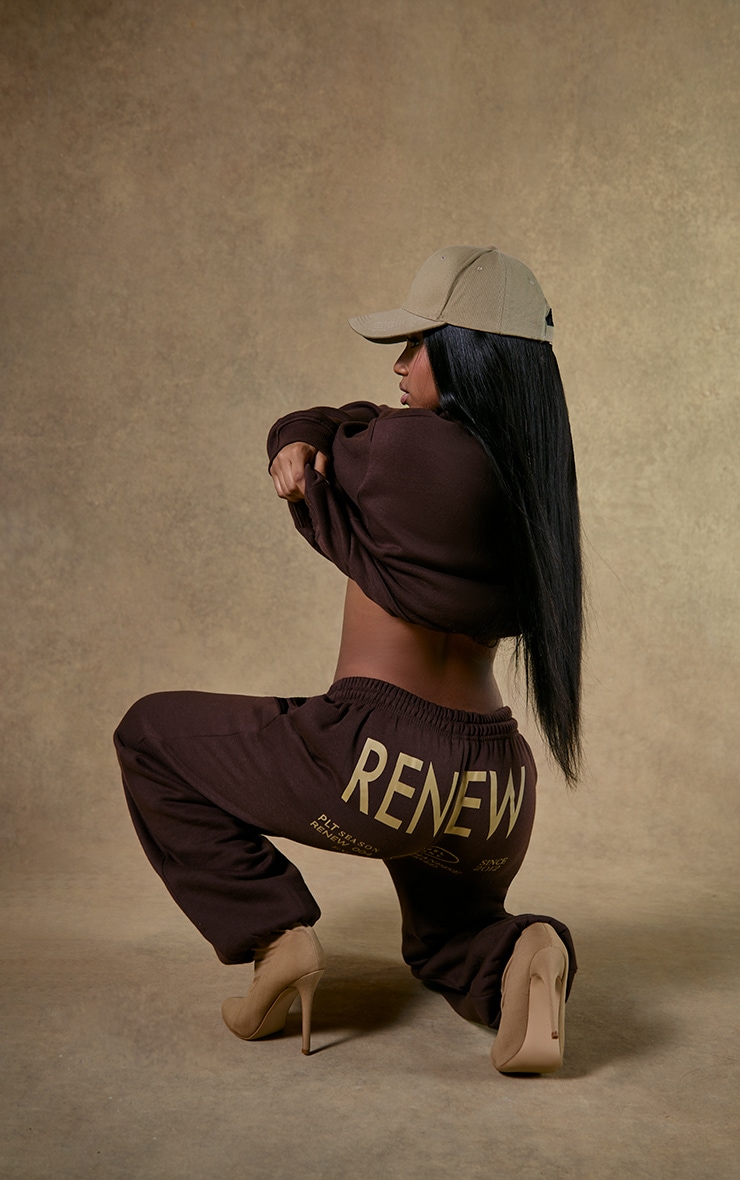 Chocolate Brown Printed Sweatpants image 5