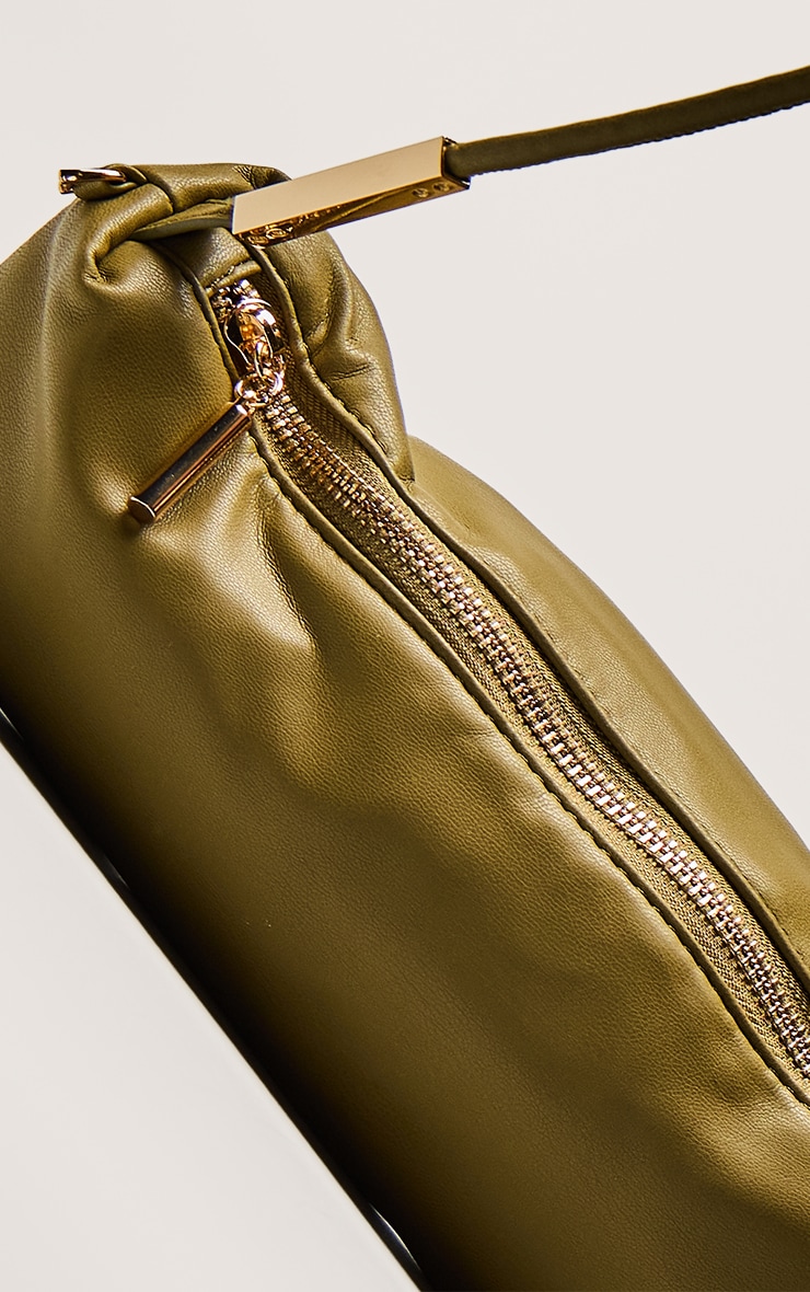 Olive Soft PU Gold Hardware Shoulder Bag image 5
