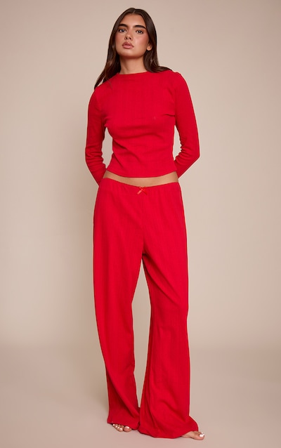 Red Pointelle Pajama Pants