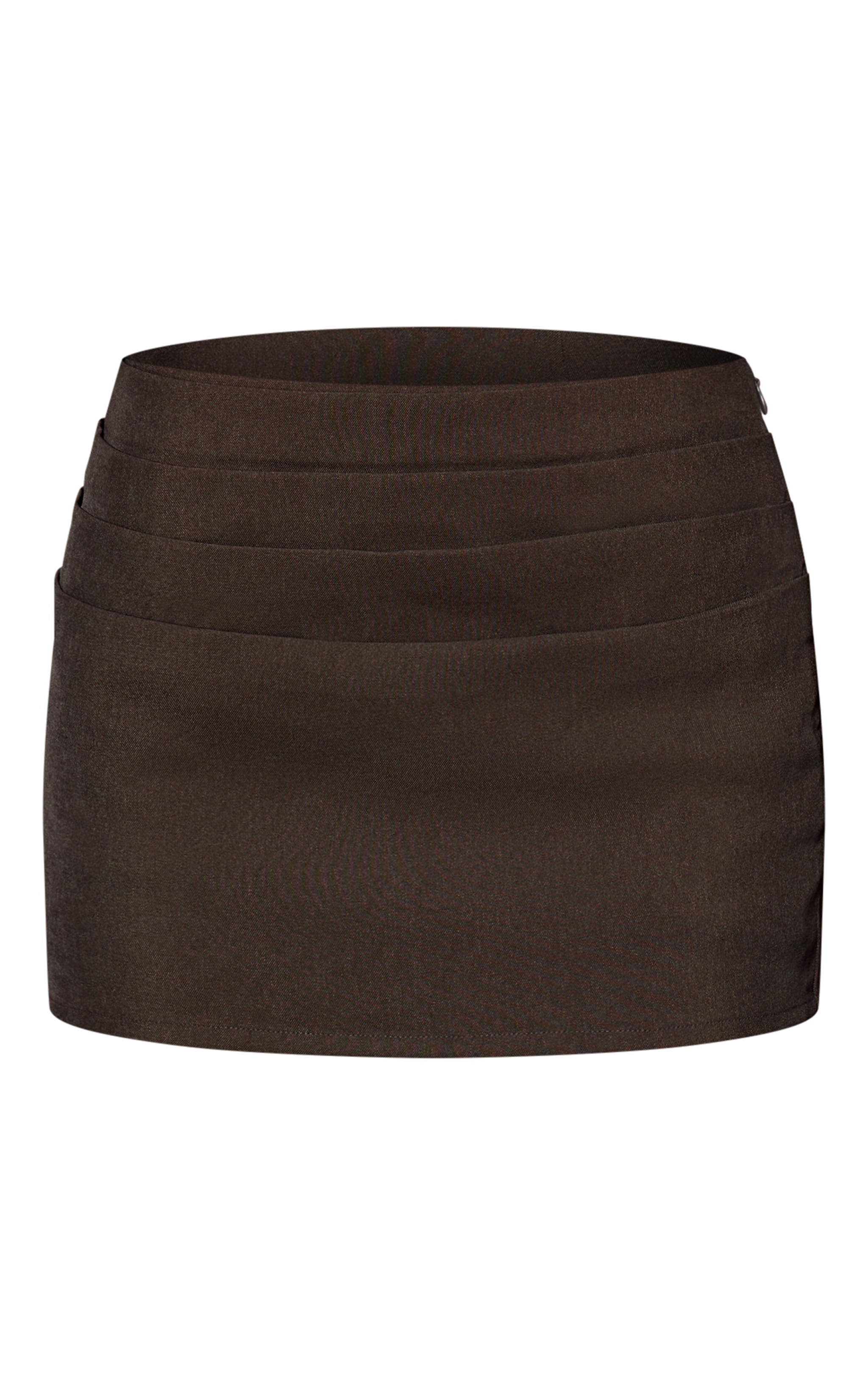 Chocolate Brown Tailored Lace Drape Mini Skirt Mid Rise image 6