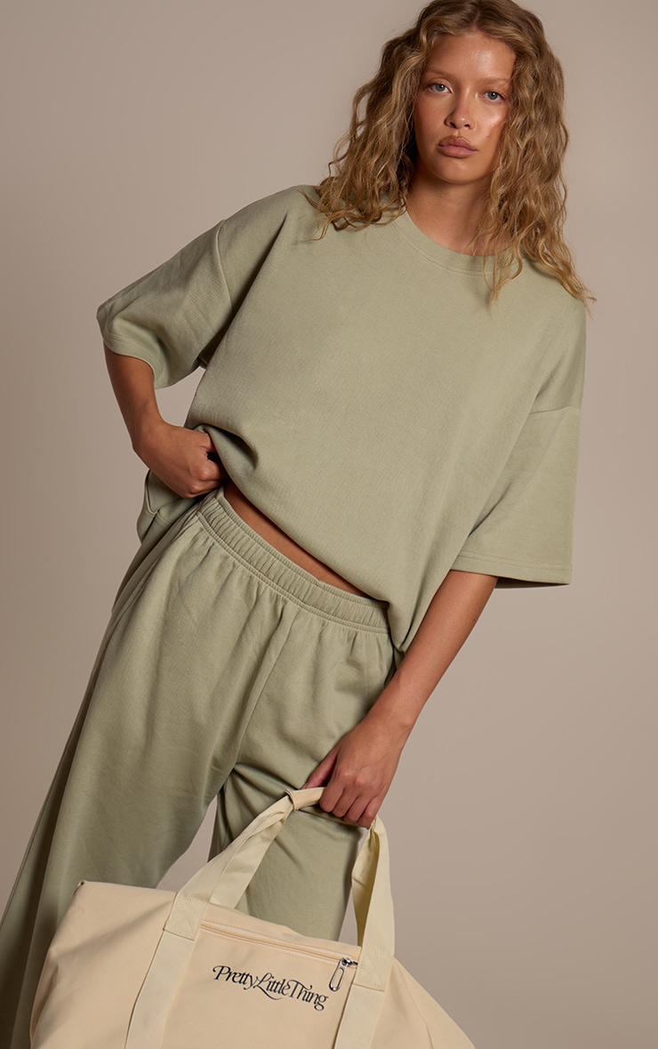 Sage Khaki Jersey Mid Rise Wide Leg Pant image 4