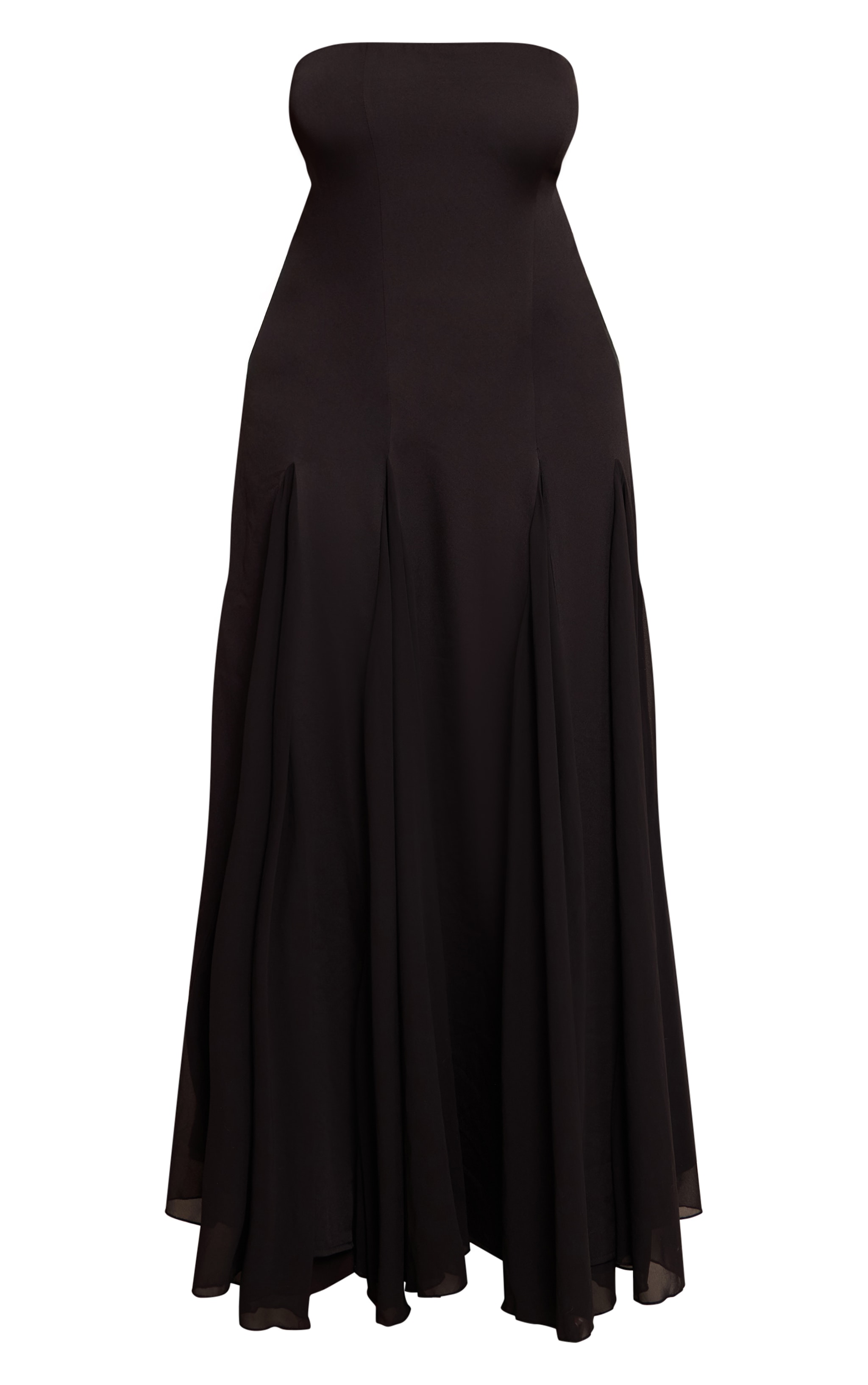 Plus Black Bandeau Chiffon Pleated Maxi Dress image 5