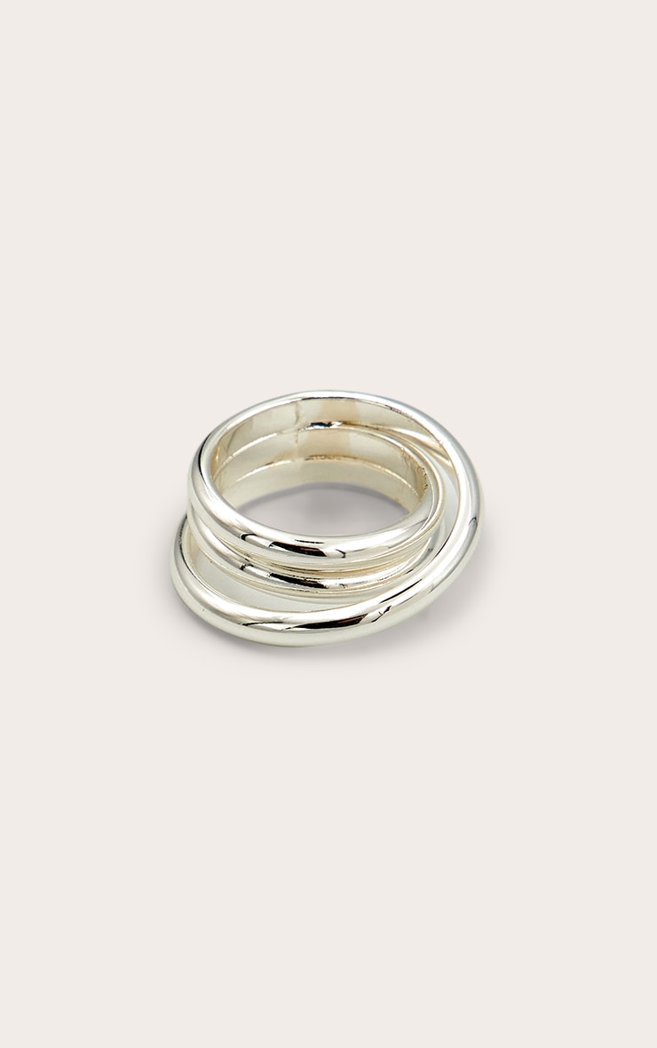 Silver Triple Layer Stacked Ring image 3