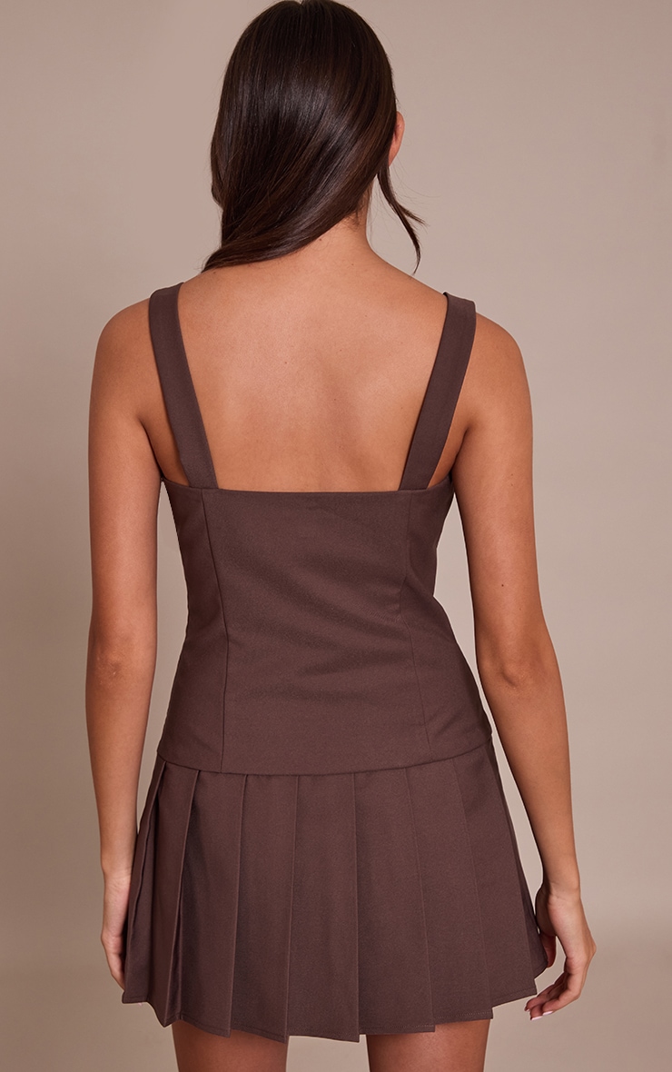 Chocolate Tie Detail Strappy Shift Dress image 2