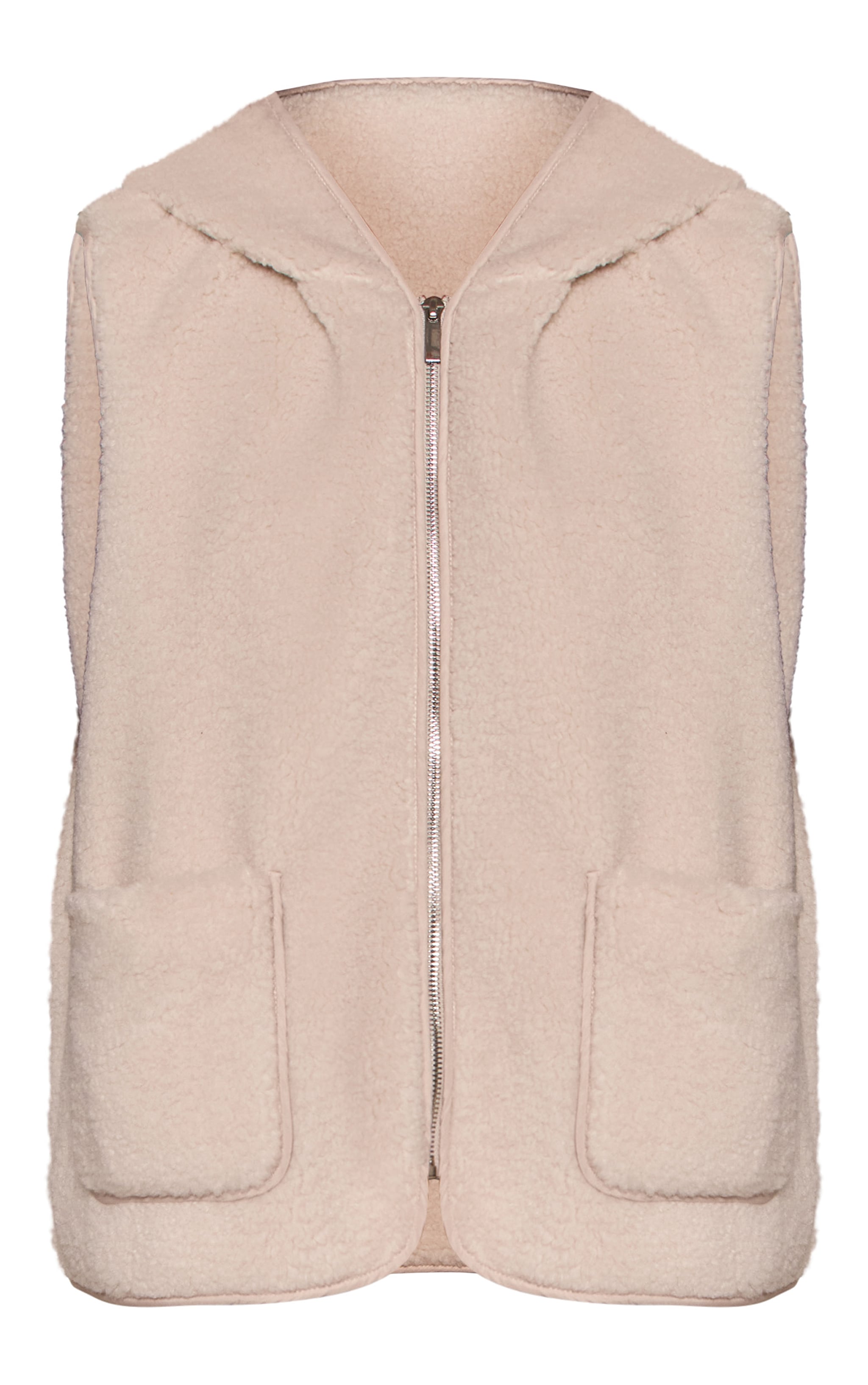 Cream Borg Zip Up Gilet image 5