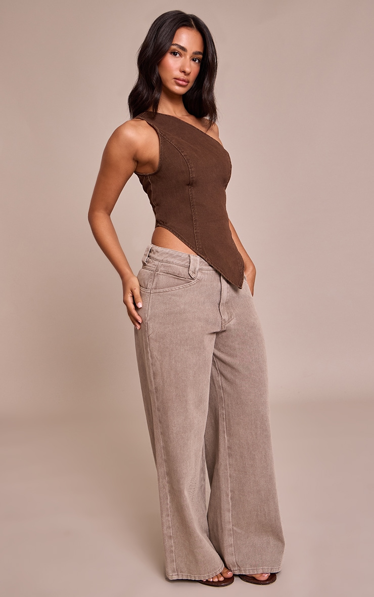 Petite Mushroom Tinted Wide Leg Jeans image 2