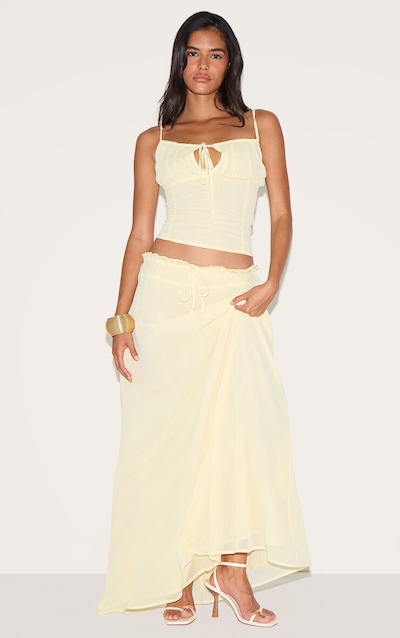 Butter Yellow Chiffon Floaty Maxi Skirt