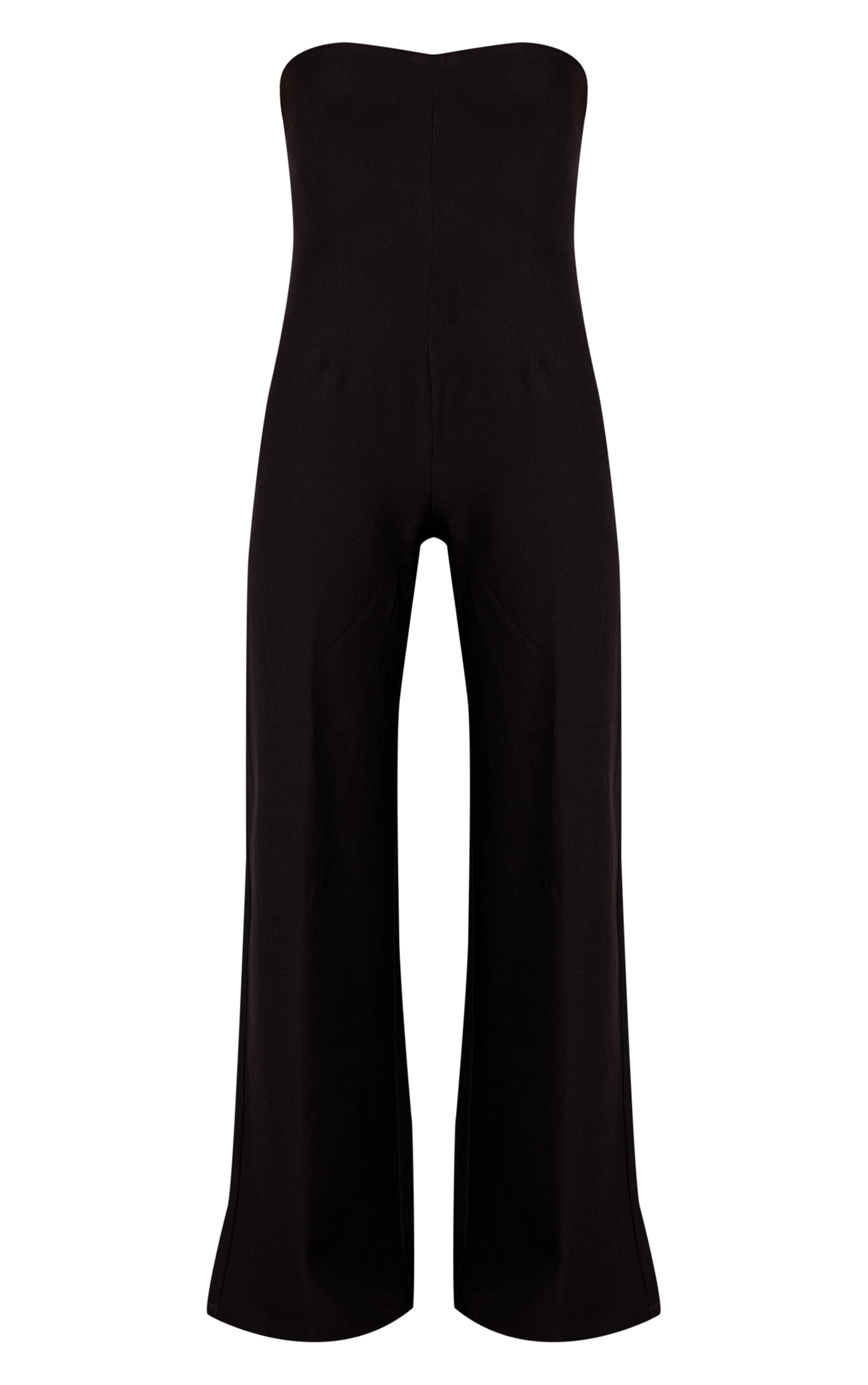 Black Woven Sweet Heart Neck Wide Leg Jumpsuit image 5