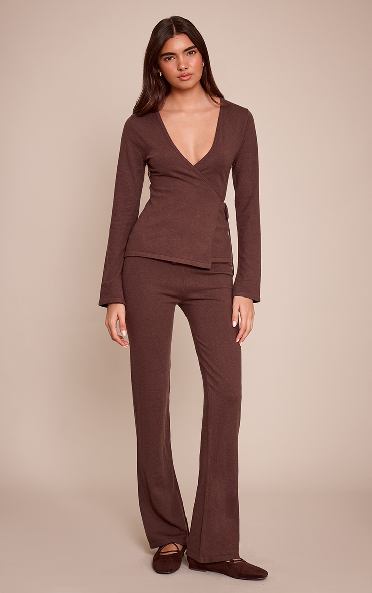 Chocolate Fine Knit Flared Legging image 1