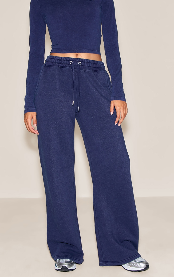 Navy Washed Oversized Wide Leg Sweatpants image 2