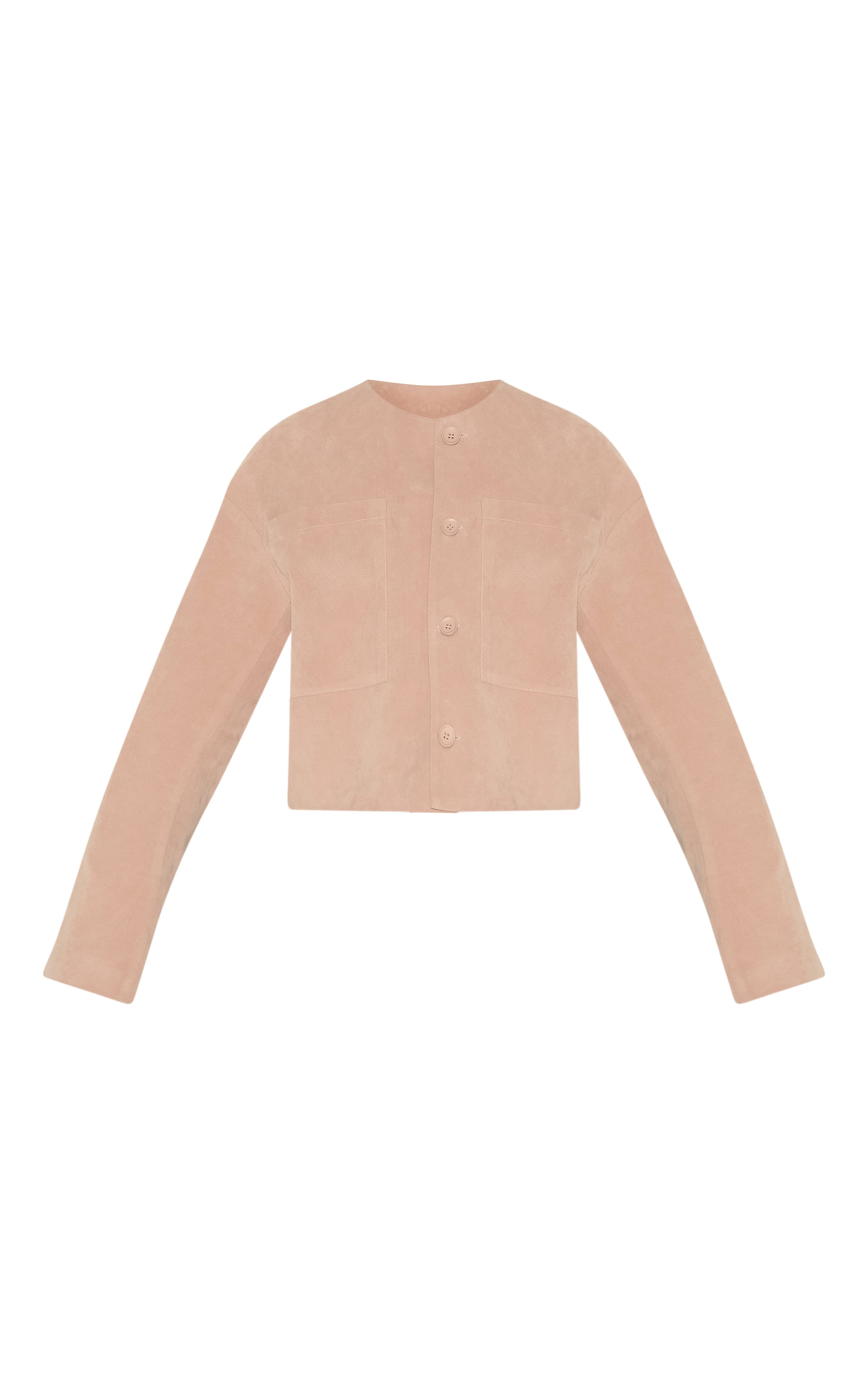 Veste en suédine gris pierre à épaules carrées et boutons image 5
