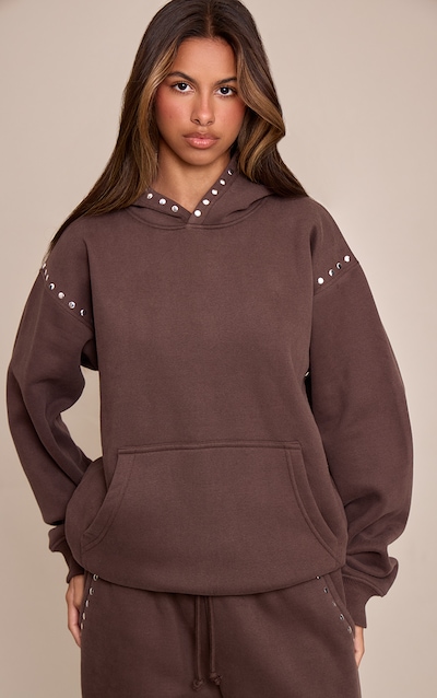 Petite Chocolate Stud Detail Hoodie